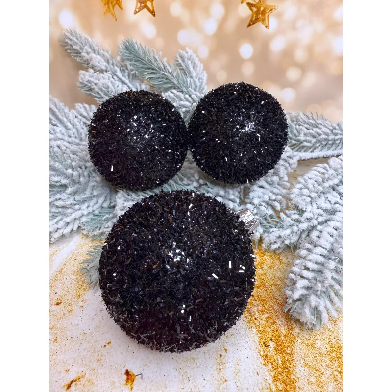 Ялинкові кулі «Їжачок» 80 мм елегантний святковий набір 6 шт Чорний