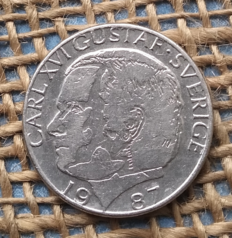 1 крона 1987 року. Швецiя, фото 1