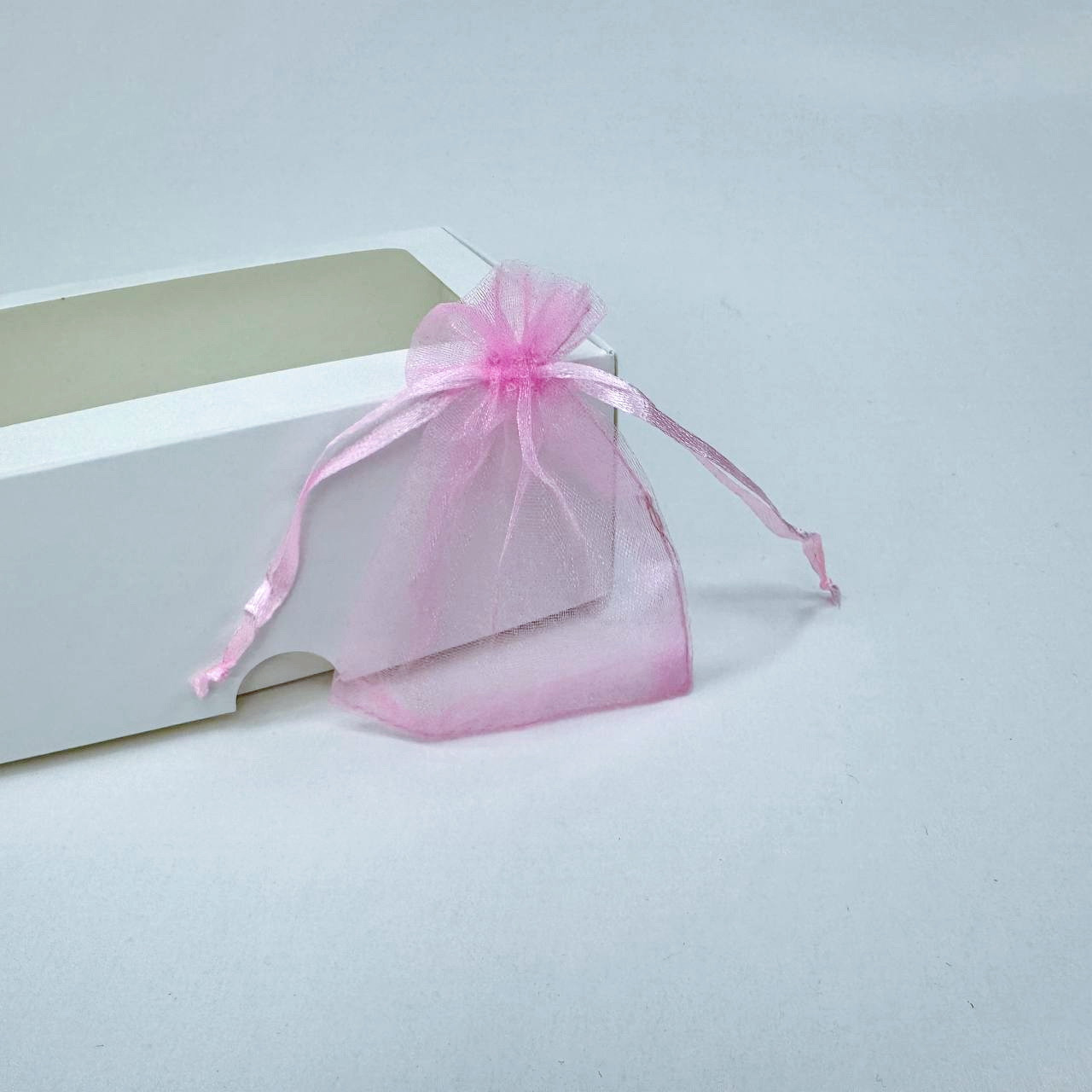 Подарункові мішечки з органзи, 7*9 см, прозорі, рожеві, фото 1