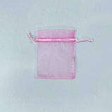 Подарункові мішечки з органзи, 7*9 см, прозорі, рожеві, фото 2