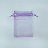 Подарункові мішечки з органзи, 9*12 см, прозорі, бузкові, фото 2