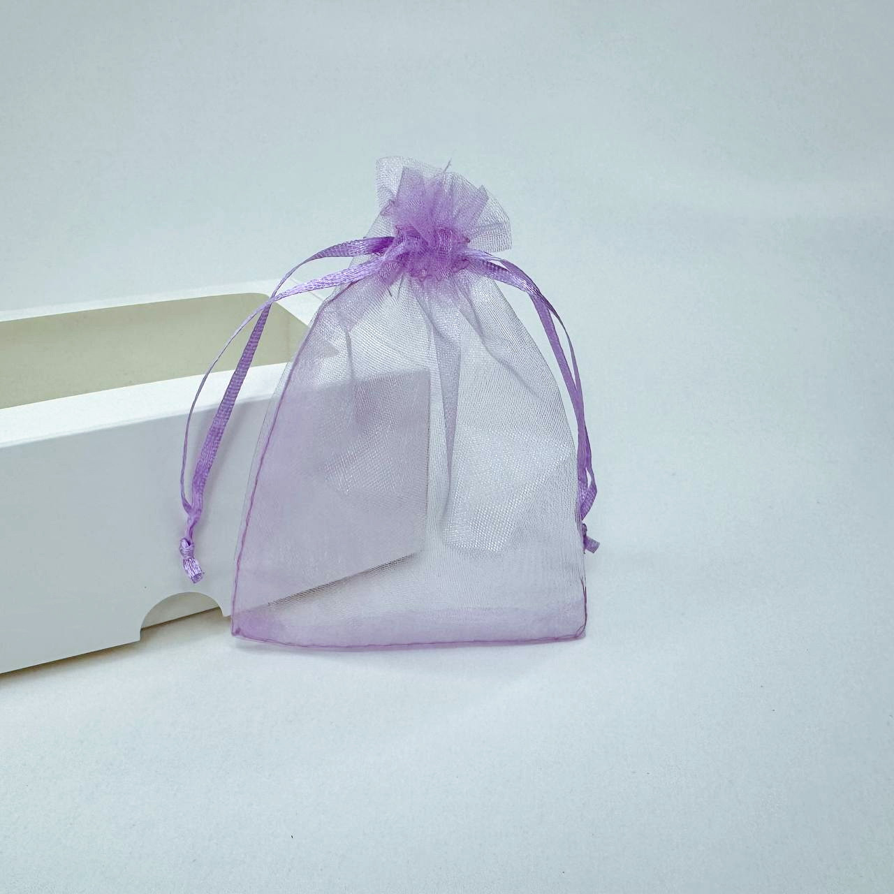 Подарункові мішечки з органзи, 9*12 см, прозорі, бузкові, фото 1