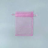 Подарункові мішечки з органзи, 9*12 см, прозорі, рожеві, фото 2