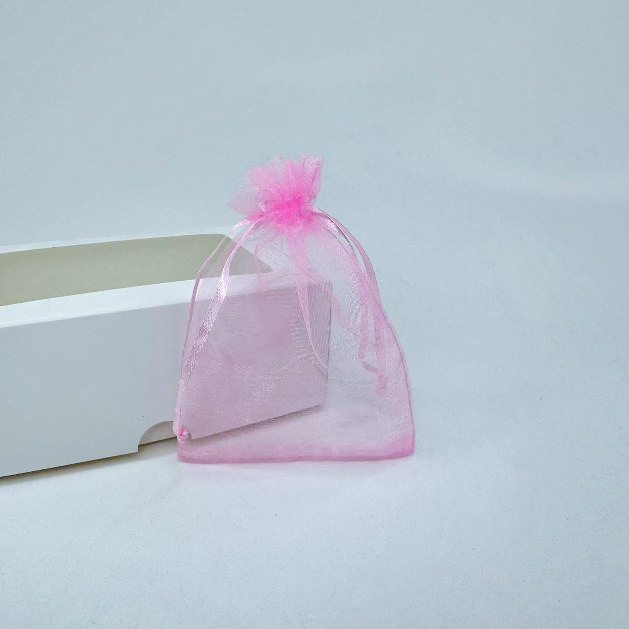 Подарункові мішечки з органзи, 9*12 см, прозорі, рожеві, фото 1