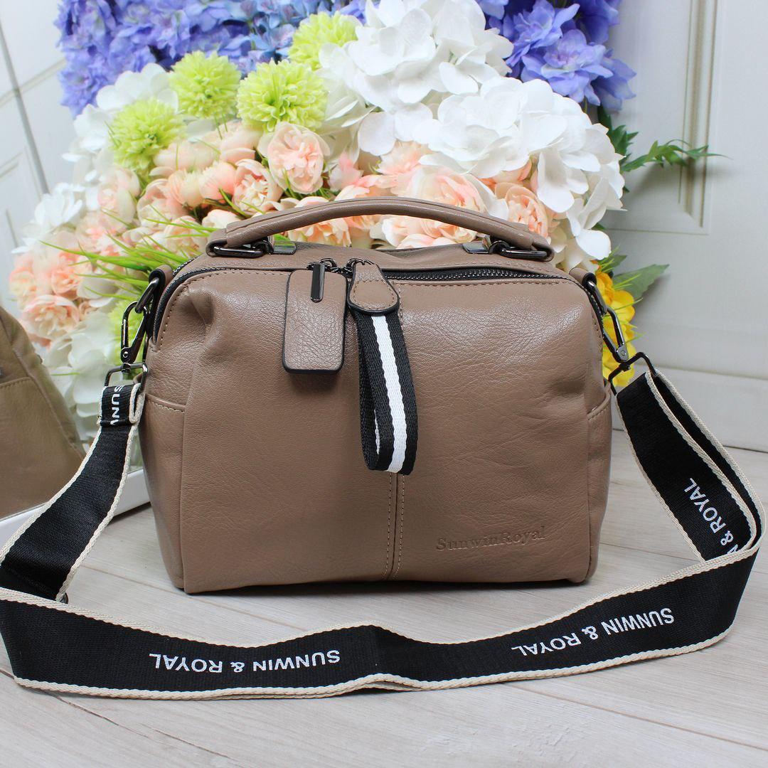 Жіноча сумка через плече на широкому ремені красива моко екошкіра