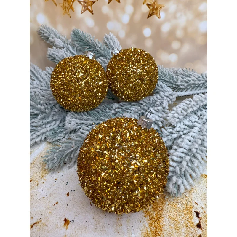 Ялинкові кулі «Їжачок» 100 мм елегантний святковий набір 6 шт Золотий