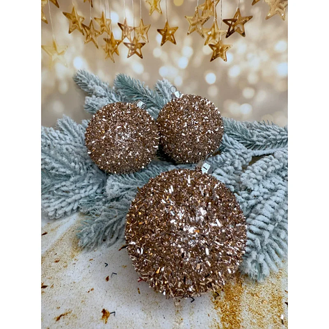 Ялинкові кулі «Їжачок» 80 мм елегантний святковий набір 6 шт Розове золото, фото 1