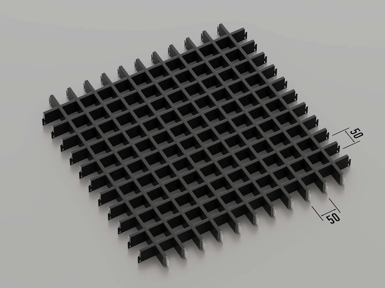Підвісна стеля Грильято 50*50 Чорний RAL 9005