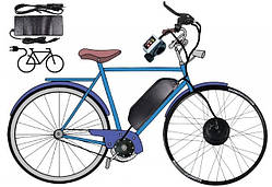 Заводський електрокомплект 500 W 48 V/13A, 20 A MXUS передній/задній з мотор-колесом 26/27/28/29" для велосипеда