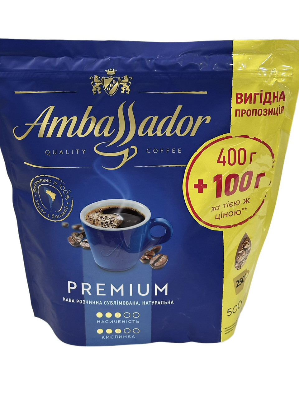 Кава розчинна Ambassador Premium 500г пакет