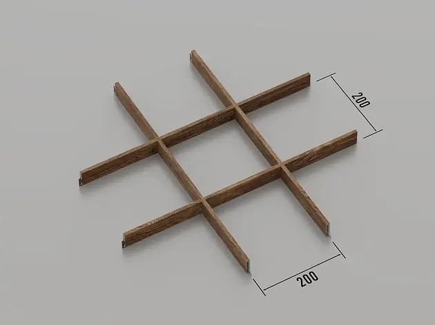 Підвісна стеля Грильято 200*200 Темне дерево, фото 1