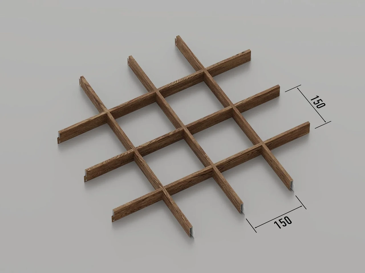 Підвісна стеля Грильято 150*150 Темне дерево