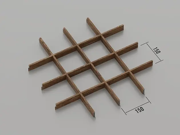 Підвісна стеля Грильято 150*150 Темне дерево, фото 1