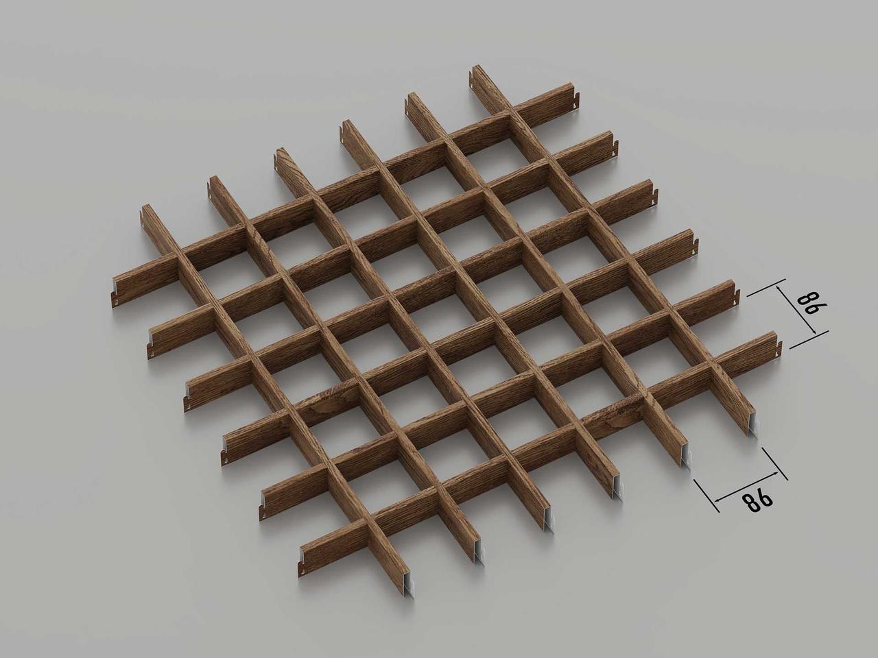 Підвісна стеля Грильято 86*86 Темне дерево