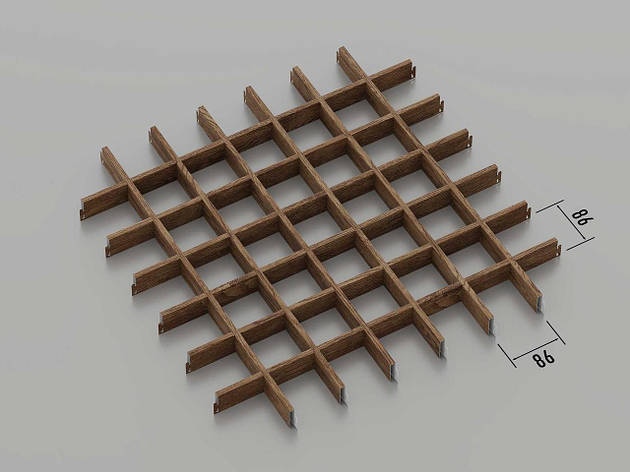 Підвісна стеля Грильято 86*86 Темне дерево, фото 1