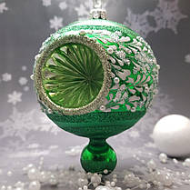 Скляна іграшка Розкішна Новорічна Куля Лайм у Інеї pучна робота, фото 4
