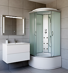 Гідромасажний бокс Ko&Po 90х90х210 см душова кабіна матове фабрік скло з глибоким піддоном