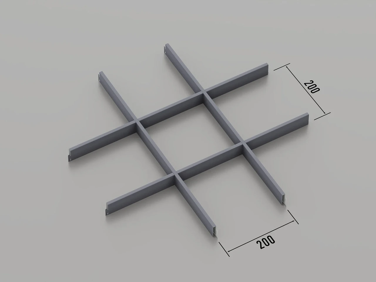 Підвісна стеля Грильято 200*200 Графіт RAL 7024