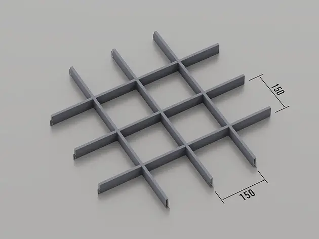 Підвісна стеля Грильято 150*150 Графіт RAL 7024, фото 1