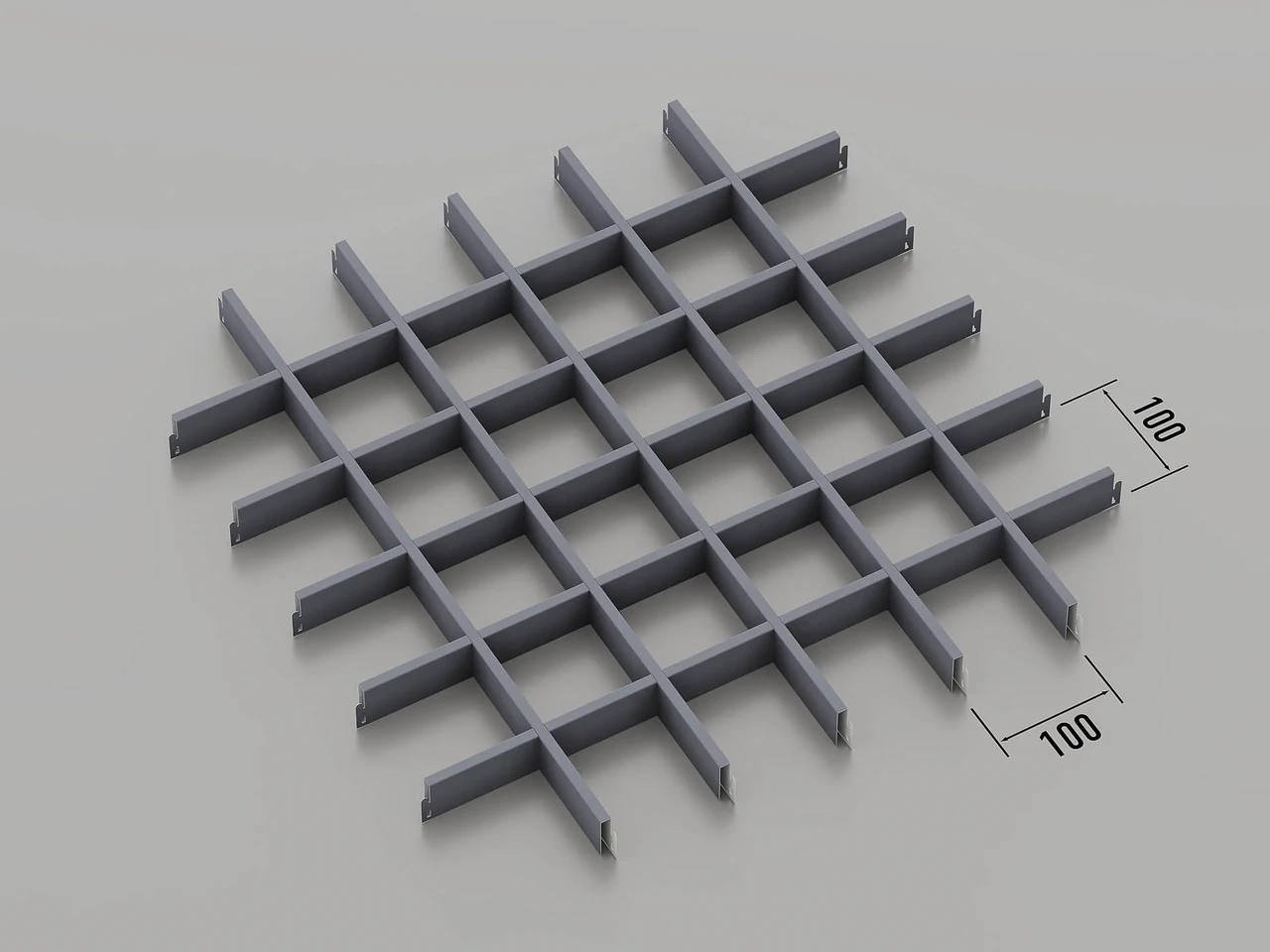 Підвісна стеля Грильято 100*100 Графіт RAL 7024