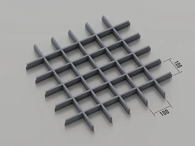 Підвісна стеля Грильято 100*100 Графіт RAL 7024, фото 1