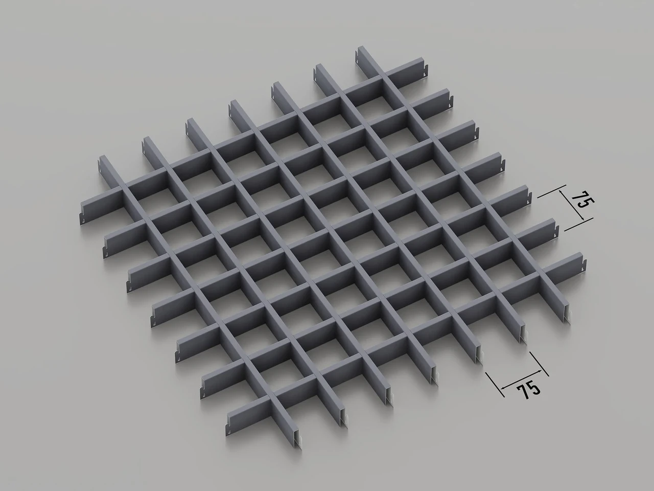 Підвісна стеля Грильято 75*75 Графіт RAL 7024