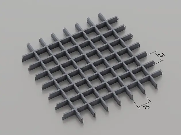 Підвісна стеля Грильято 75*75 Графіт RAL 7024, фото 1