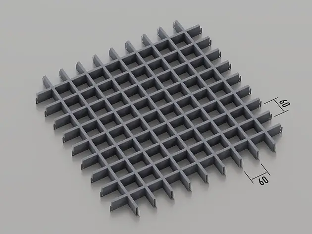 Підвісна стеля Грильято 60*60 Графіт RAL 7024, фото 1