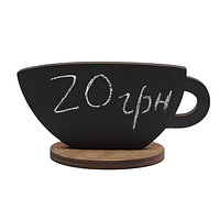 Цінник дерев'яний крейдовий на підставці "Чашка"