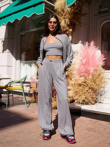 Костюм-трійка Poliit (36-S, 38-М) з брюками “Аладдін” із теплого в’язаного трикотажу, колір сірий