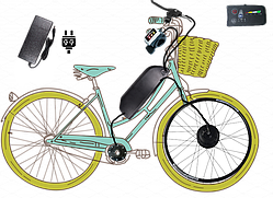 Заводський електрокомплект 350W 36V/13A, 20A MXUS з пультом керування, передній/задній мотор-колесом 26/27/28/29" для велосипеда