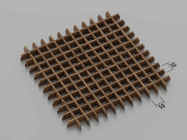 Підвісна стеля Грильято 50*50 Темне дерево, фото 1
