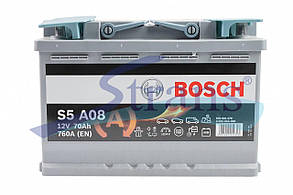 Акумулятор Bosch Agm 12V 70Ah 760A R+ S5 A08 278*175*190Mm 0092S5A080
