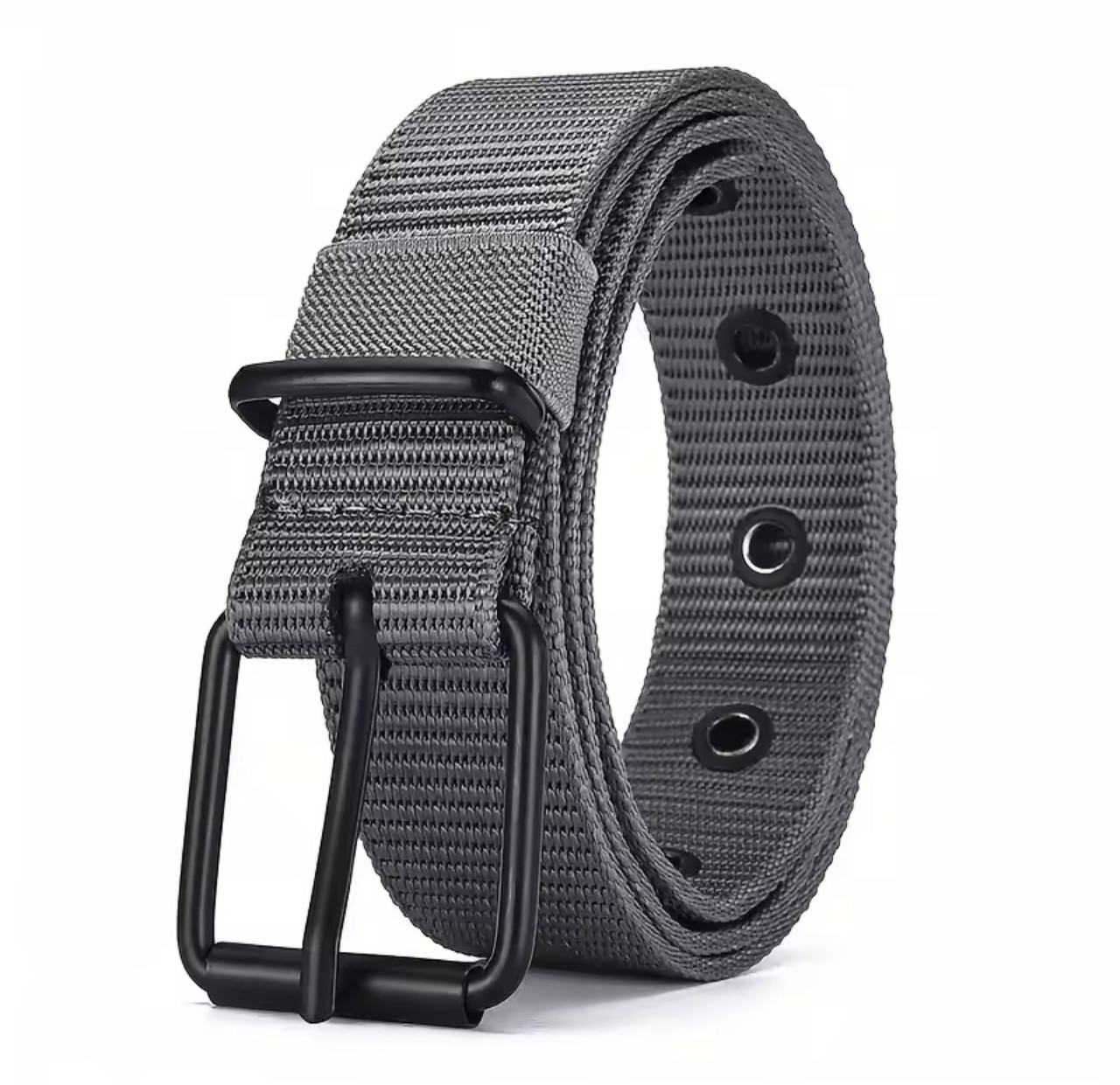 Чоловічий тактичний ремінь нейлоновий з металевою пряжкою сірий