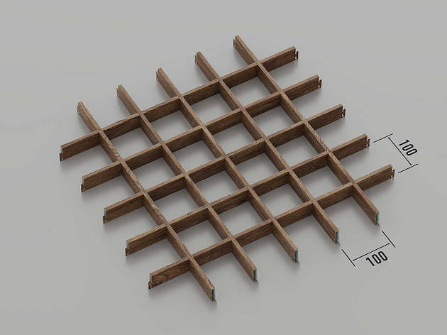 Підвісна стеля Грильято 100*100 Темне дерево, фото 1