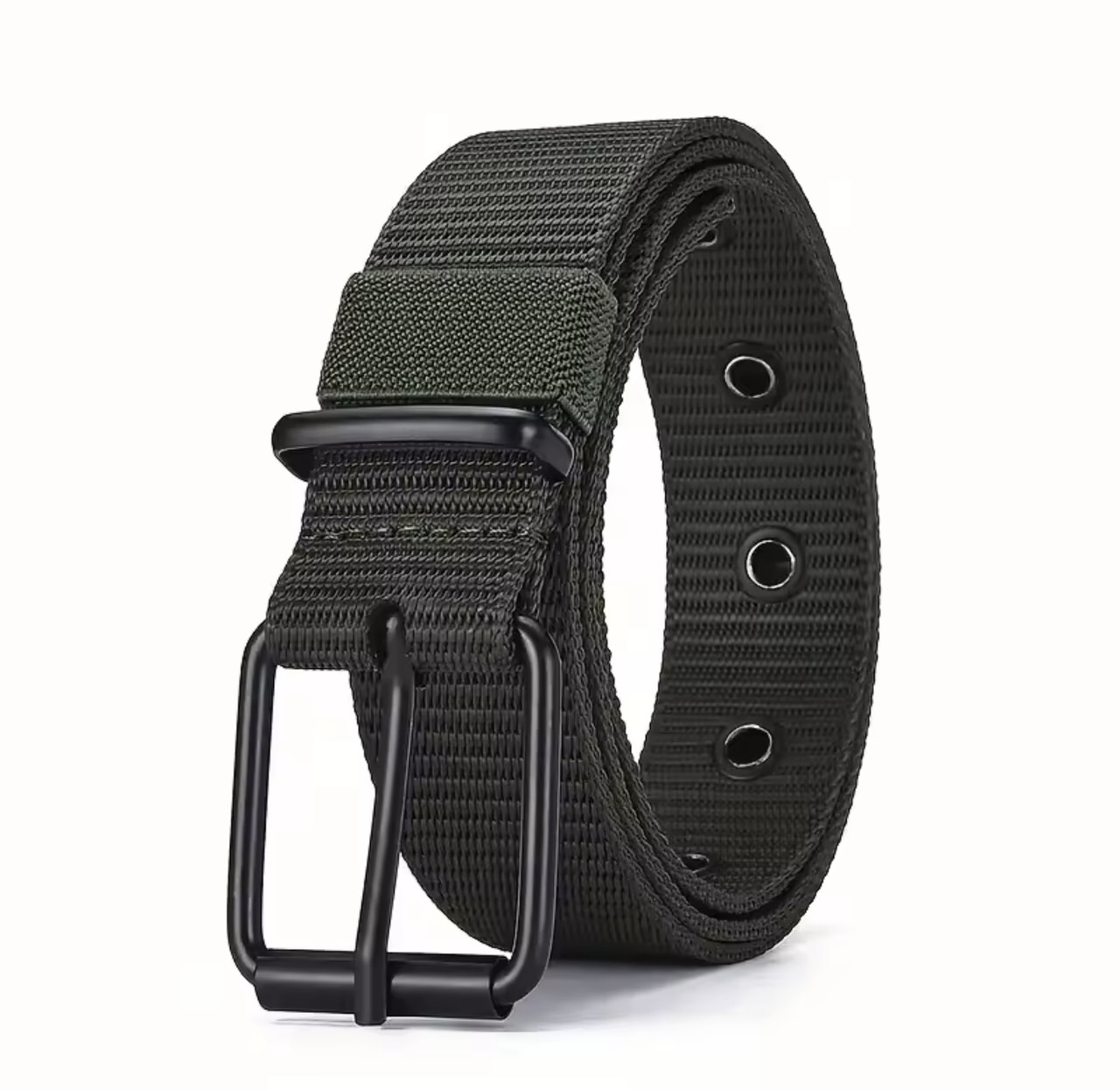 Чоловічий тактичний ремінь нейлоновий з металевою пряжкою зелений