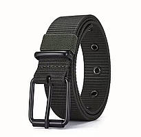 Чоловічий тактичний ремінь нейлоновий з металевою пряжкою зелений