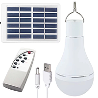 Акумуляторна лампочка із сонячною панеллю та пультом, від USB/підвісний ліхтар/Кемінгова лампа