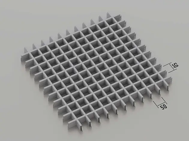 Підвісна стеля Грильято 50*50 Срібний металик ( сірий ) RAL 9006, фото 1