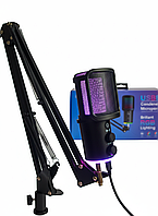 Мікрофон ігровий професійний USB конденсаторний з та RGB підсвіткою