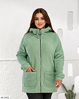 Кардиган жіночий теплий, м'який, зручний, якісний на блискавці, тедді на флісі з капюшоном великі розміри