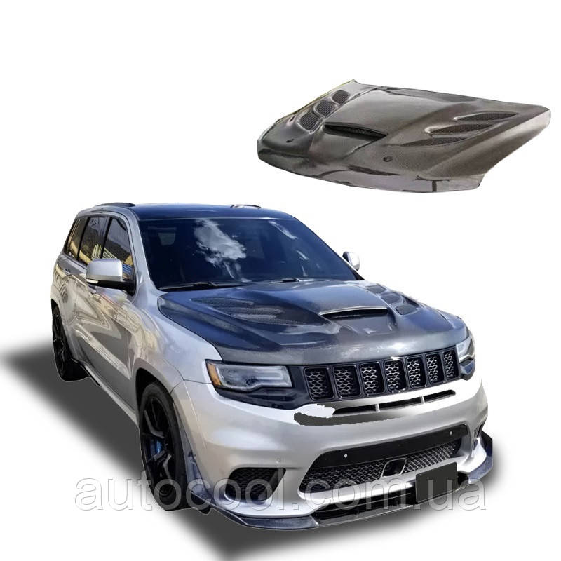 Карбоновий тюнінг капот для Jeep Grand Cherokee 2013-2023 р.в. Джип Гранд Черокі, фото 1