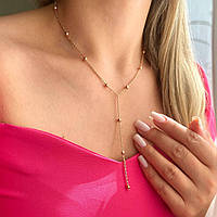 Срібне кольє в позолоті Кольє галстук з кульками Срібне кольє Диско