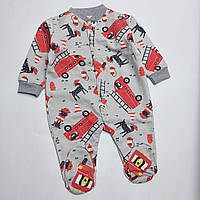 68 4-6 міс теплий дитячий натільний чоловічок байковий з начосом на флісі 7101 КРС