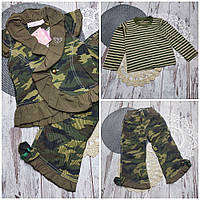 116 5-6 років костюм тематичний трійка жилет штани футболка довгий рукав мілітарі стиль військовий Хакі