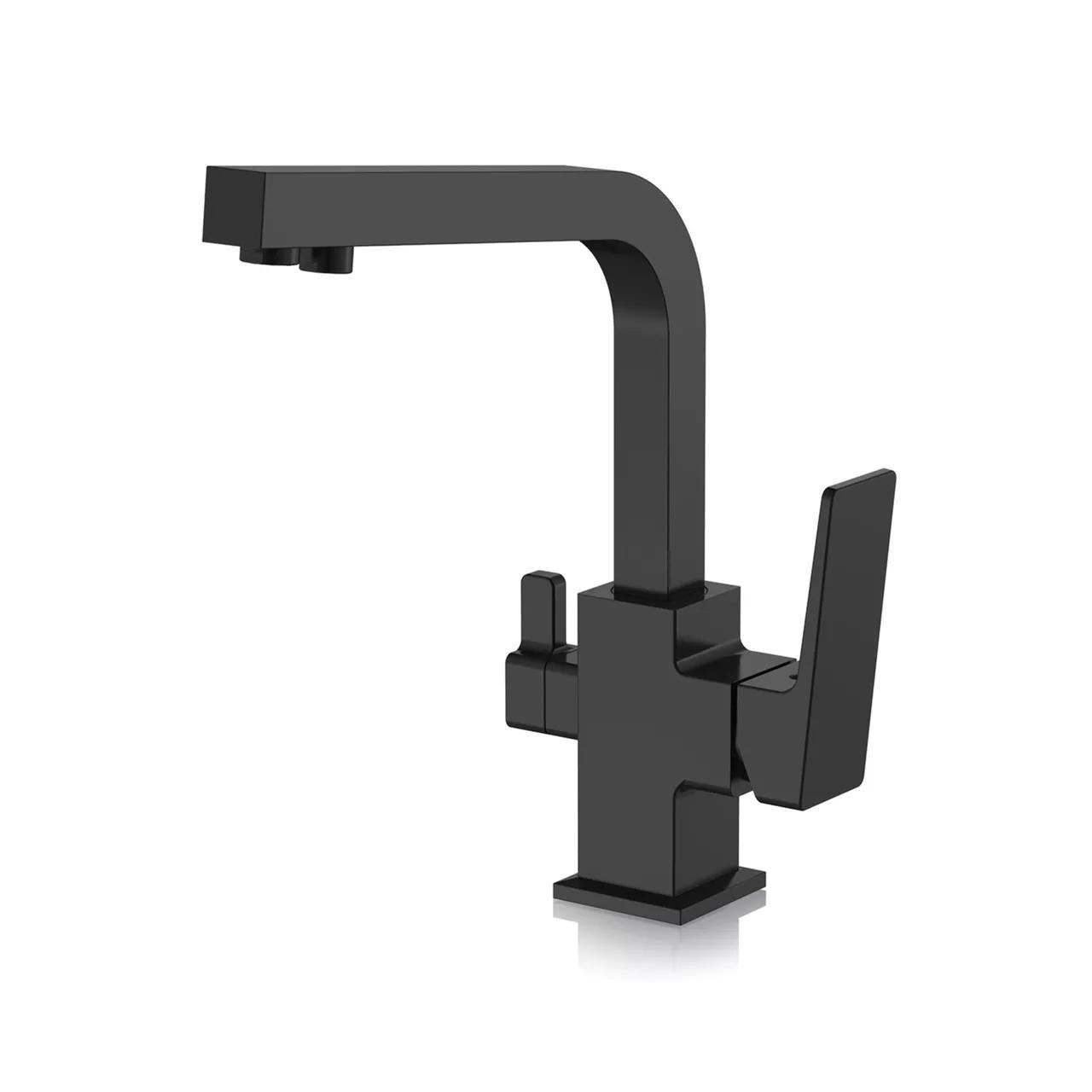 Змішувач для кухні з підключенням фільтра питної води FAOP A4309-6, чорний, фото 1