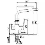 Змішувач для кухні з підключенням фільтра питної води FAOP A4309-6, чорний, фото 6