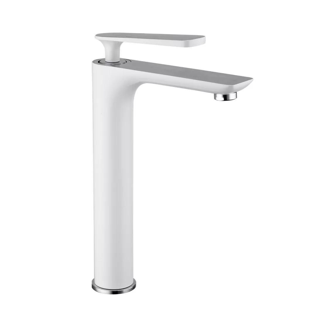 Змішувач для умивальника Frap F1052-56 високий, білий/хром, фото 1