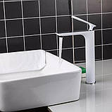 Змішувач для умивальника Frap F1052-56 високий, білий/хром, фото 2