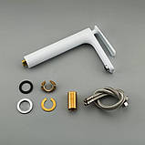 Змішувач для умивальника Frap F1052-56 високий, білий/хром, фото 3